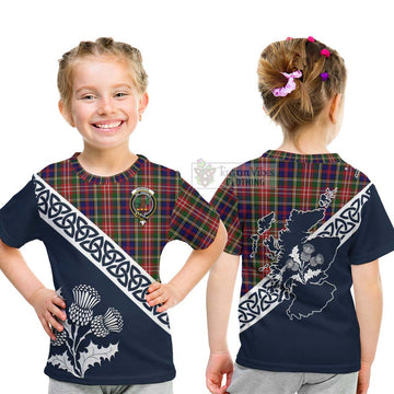Tartan Vibes Clothing Christie Tartan Kid T-Shirt Featuring Thistle and Scotland Map