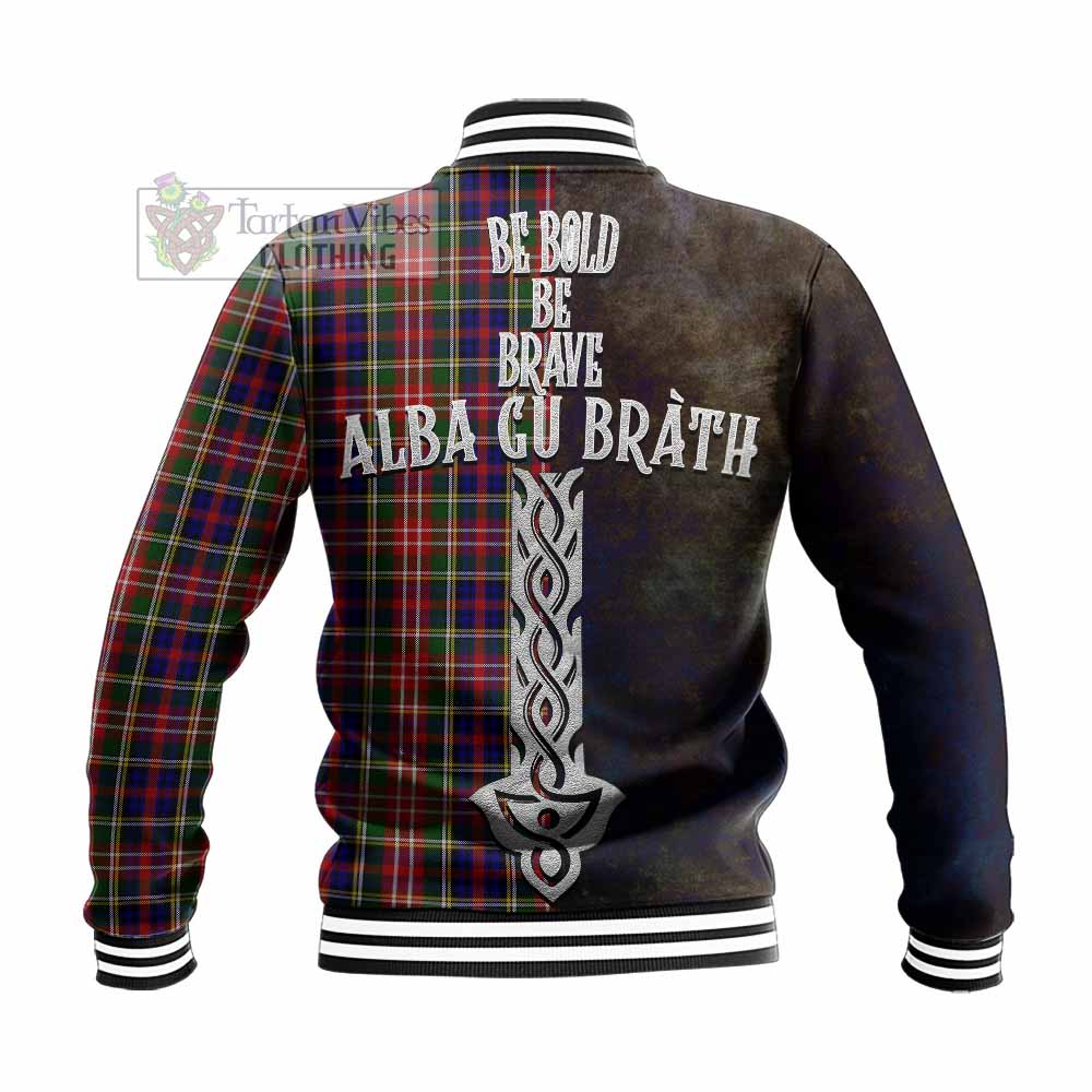 Tartan Vibes Clothing Christie Tartan Family Crest Baseball Jacket Alba Gu Brath Be Brave Lion Ancient Style