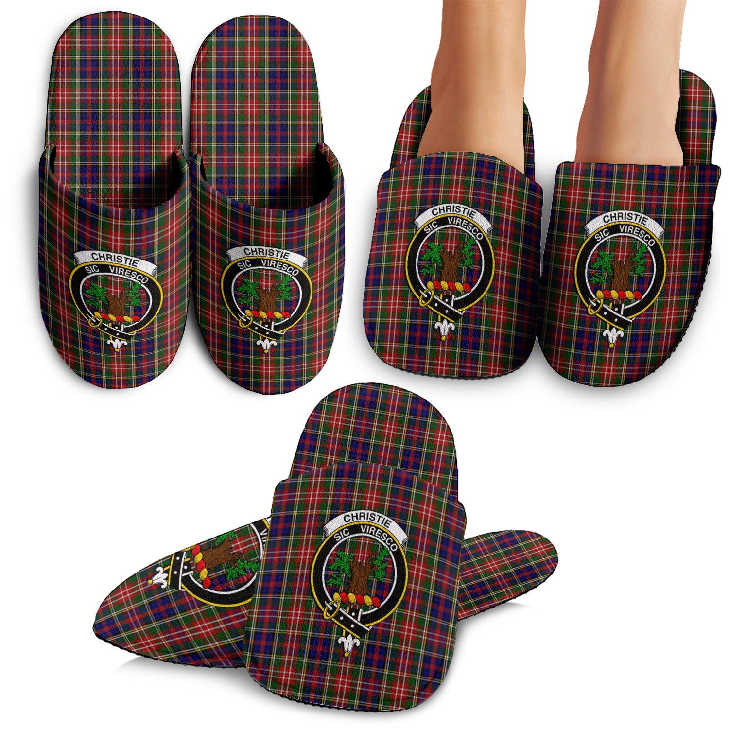 Christie Tartan Home Slippers with Family Crest - Tartanvibesclothing