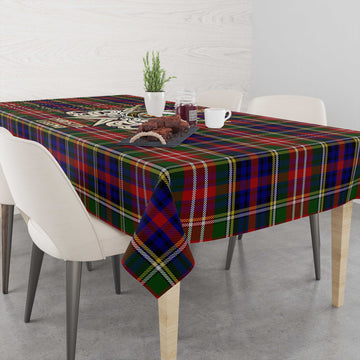 Christie Tartan Tablecloth with Clan Crest and the Golden Sword of Courageous Legacy