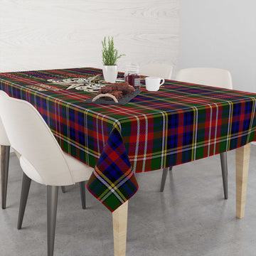 Tartan Vibes Clothing Christie Tartan Tablecloth with Clan Crest and the Golden Sword of Courageous Legacy