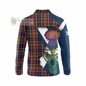 Tartan Vibes Clothing Christie Tartan Family Crest Long Sleeve Polo Shirt Scottish Thistle Celtic Inspired