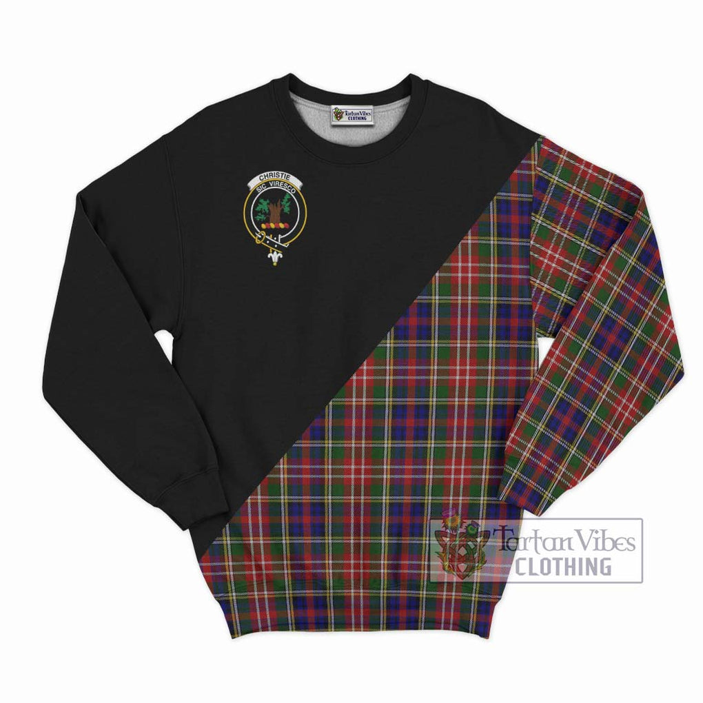 Christie Tartan Sweatshirt with Family Crest and Military Logo Style - Tartanvibesclothing Shop
