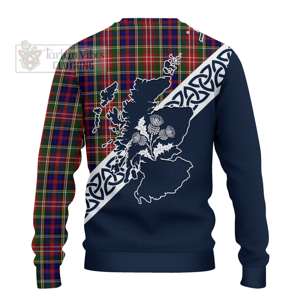 Tartan Vibes Clothing Christie Tartan Knitted Sweater Featuring Thistle and Scotland Map