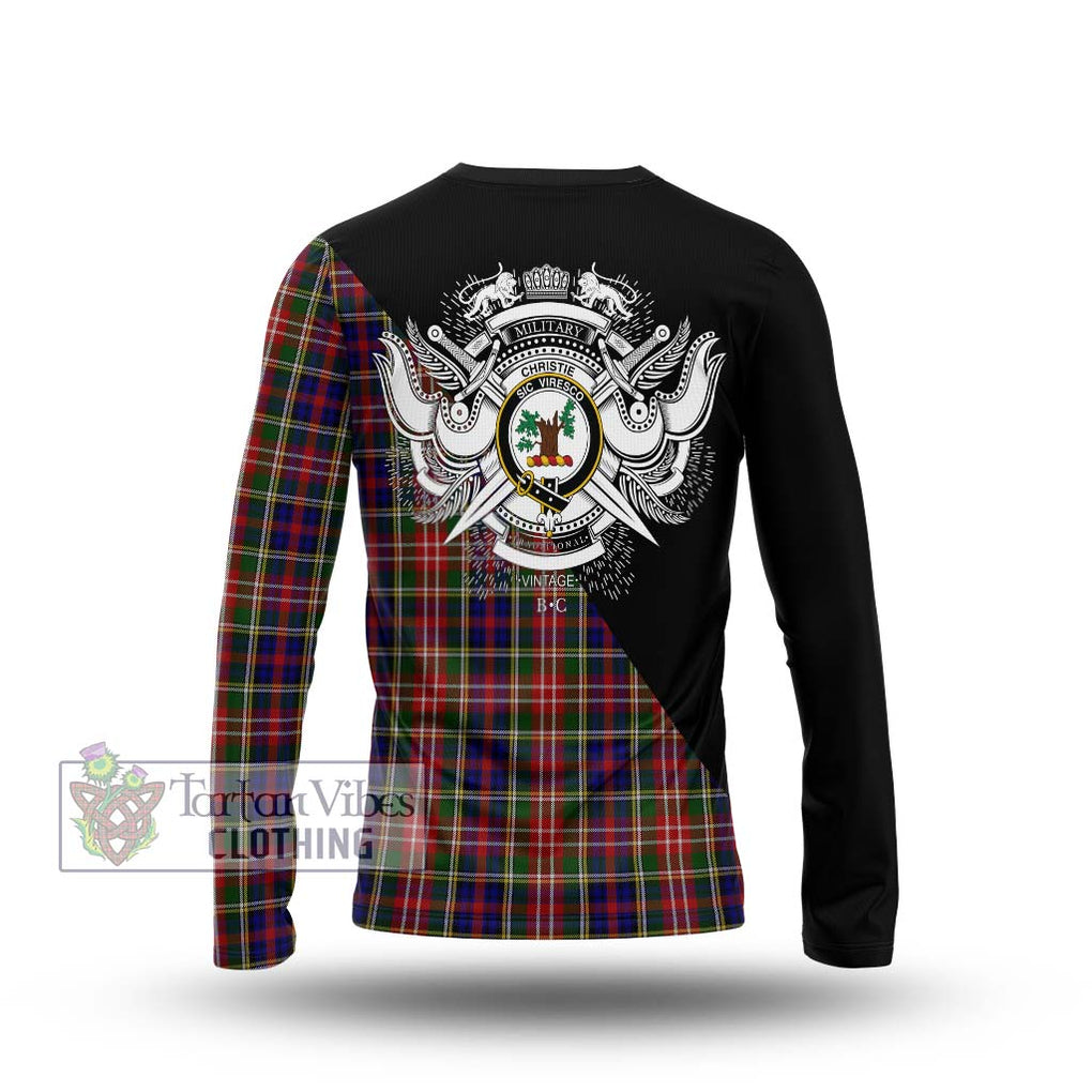 Christie Tartan Long Sleeve T-Shirt with Family Crest and Military Logo Style - Tartanvibesclothing Shop