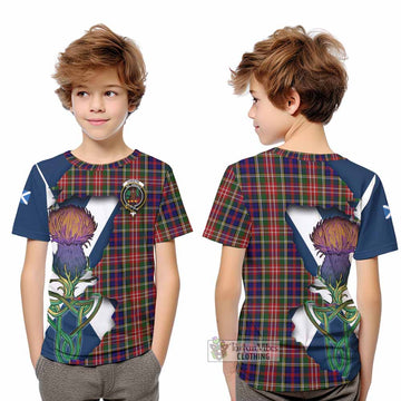 Tartan Vibes Clothing Christie Tartan Family Crest Kid T-Shirt Scottish Thistle Celtic Inspired
