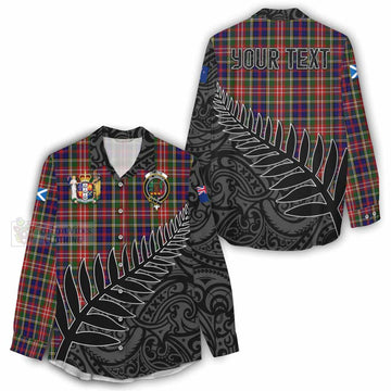 Tartan Vibes Clothing Christie Crest Tartan Women's Casual Shirt with New Zealand Silver Fern Half Style