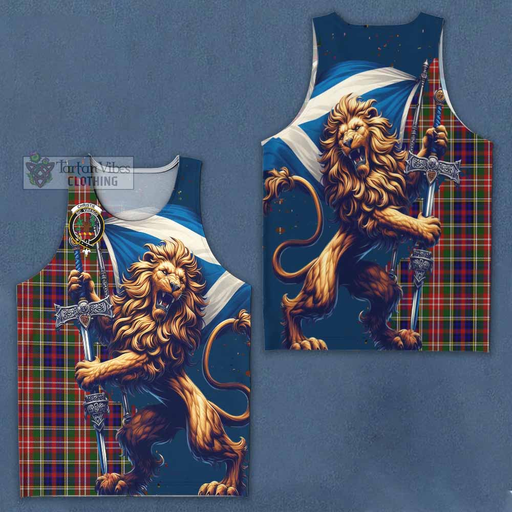 Tartan Vibes Clothing Christie Tartan Family Crest Men's Tank Top with Scottish Majestic Lion