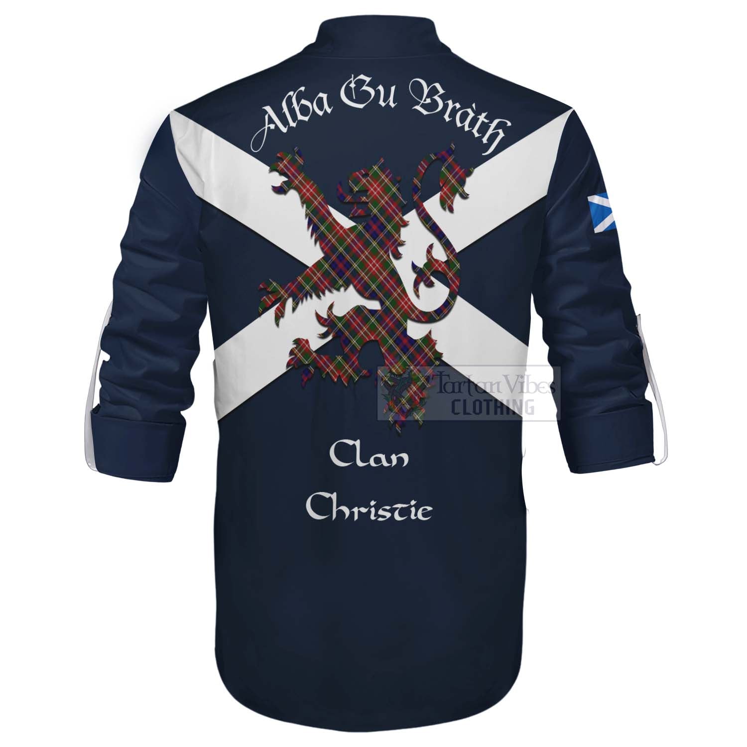 Tartan Vibes Clothing Christie Tartan Lion Rampant Ghillie Kilt Shirt Proudly Display Your Heritage with Alba Gu Brath and Clan Name