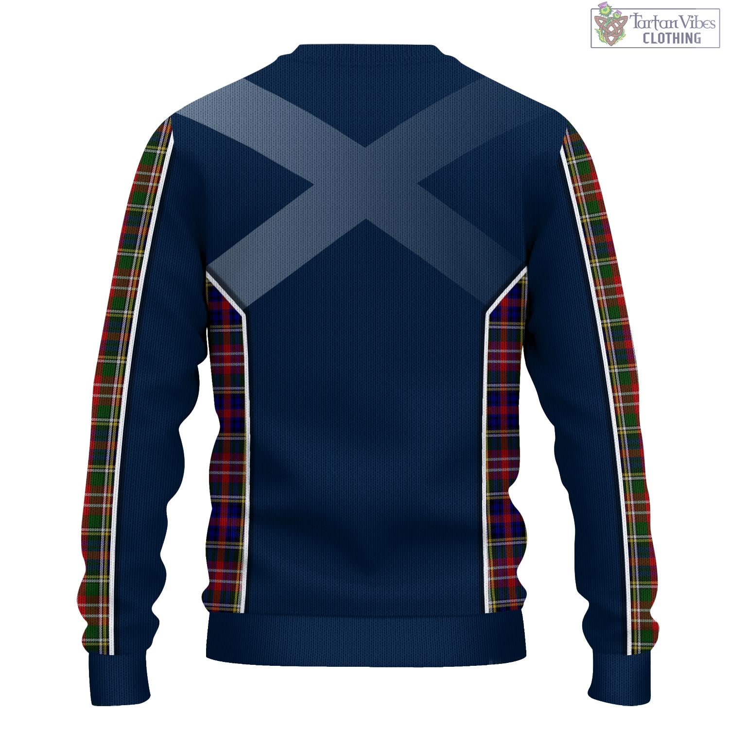 Tartan Vibes Clothing Christie Tartan Knitted Sweatshirt with Family Crest and Scottish Thistle Vibes Sport Style