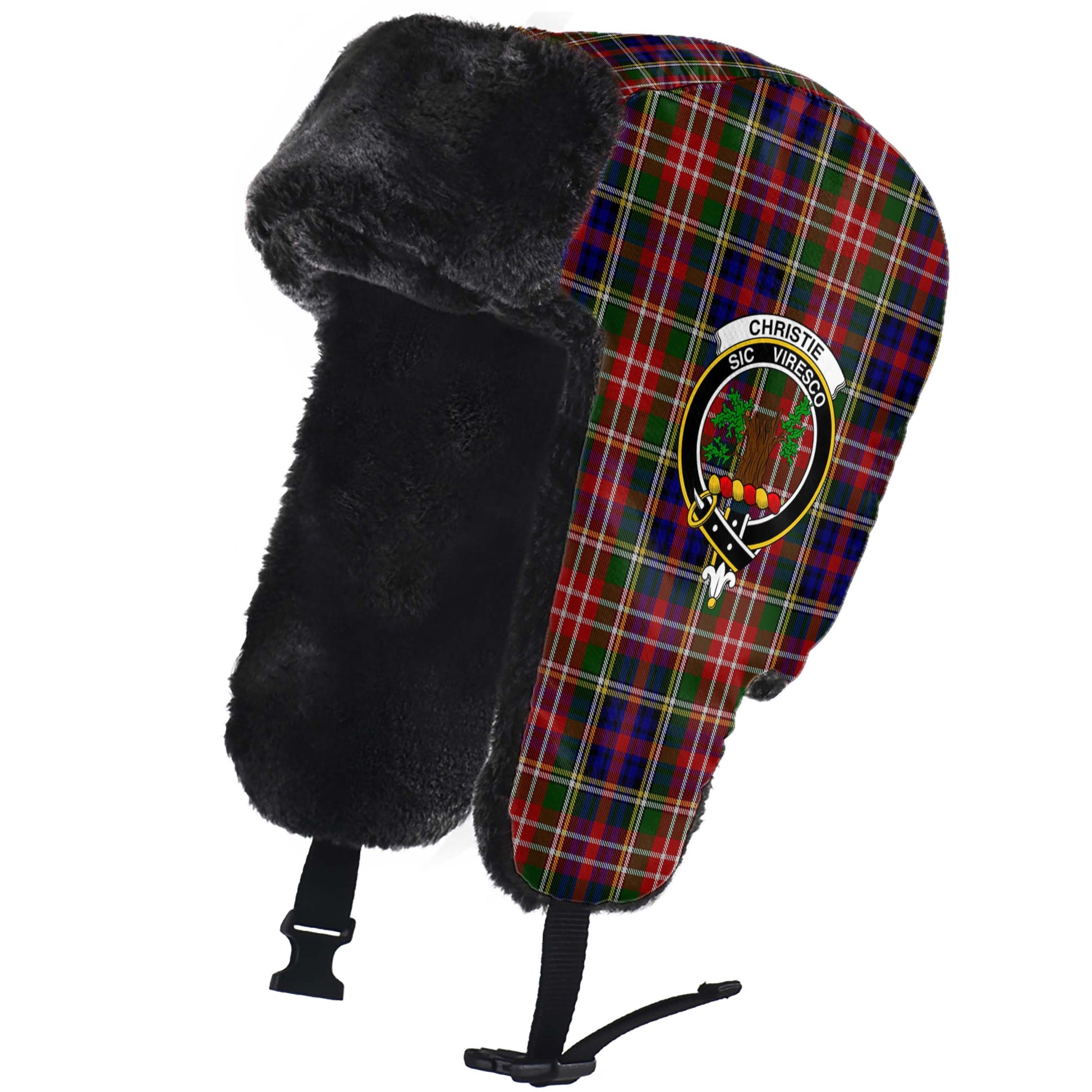 Christie Tartan Winter Trapper Hat with Family Crest - Tartanvibesclothing