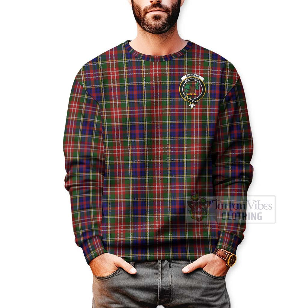 Tartan Vibes Clothing Christie Tartan Sweatshirt with Family Crest Celtic Skull Style