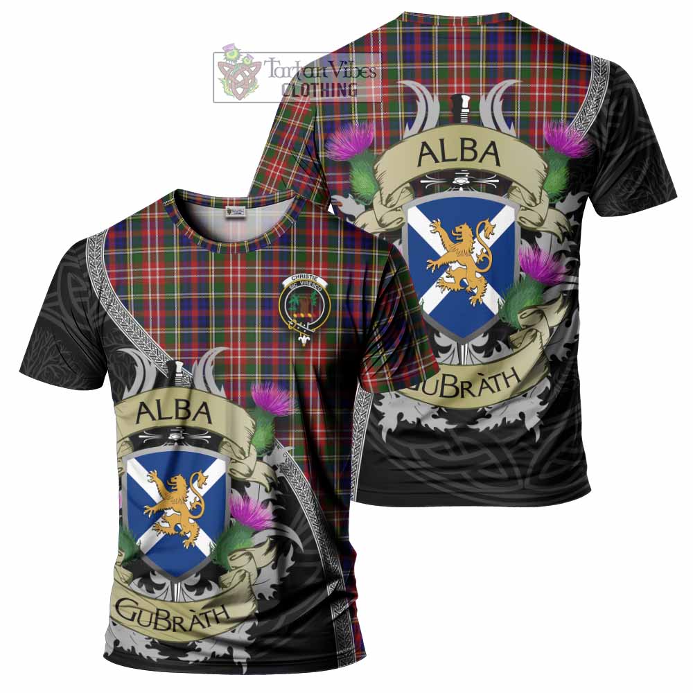 Tartan Vibes Clothing Christie Tartan Family Crest T-Shirt Lion Rampant Royal Thistle Shield Celtic Inspired