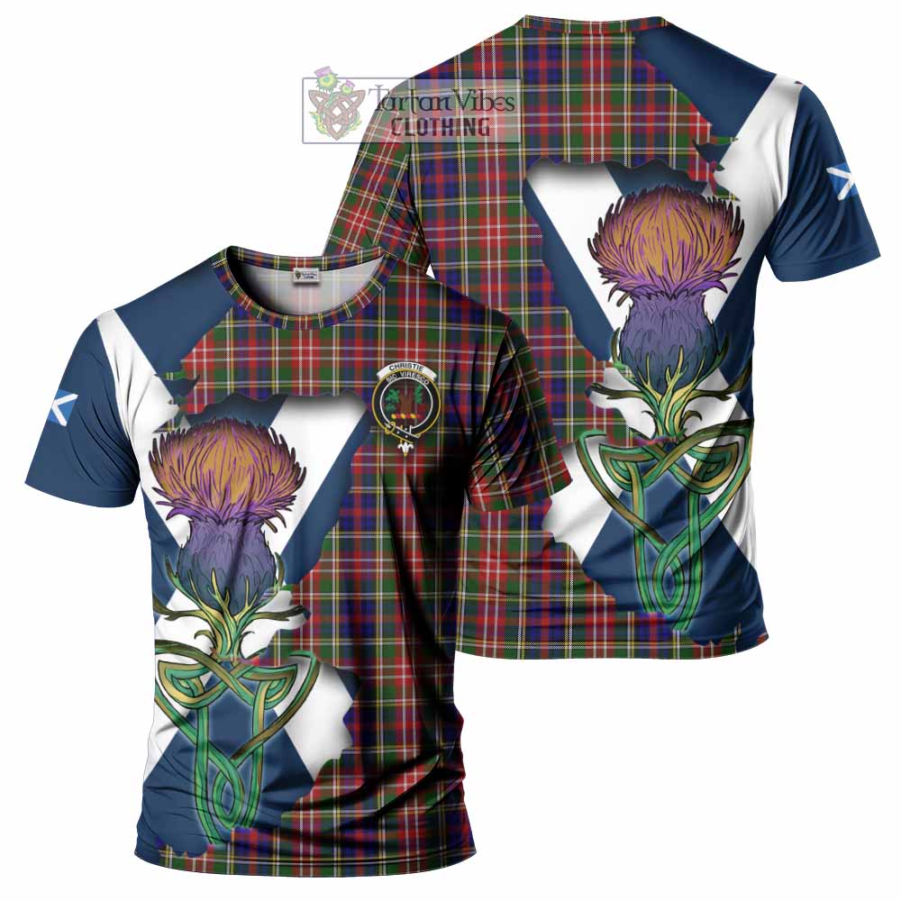 Tartan Vibes Clothing Christie Tartan Family Crest T-Shirt Scottish Thistle Celtic Inspired