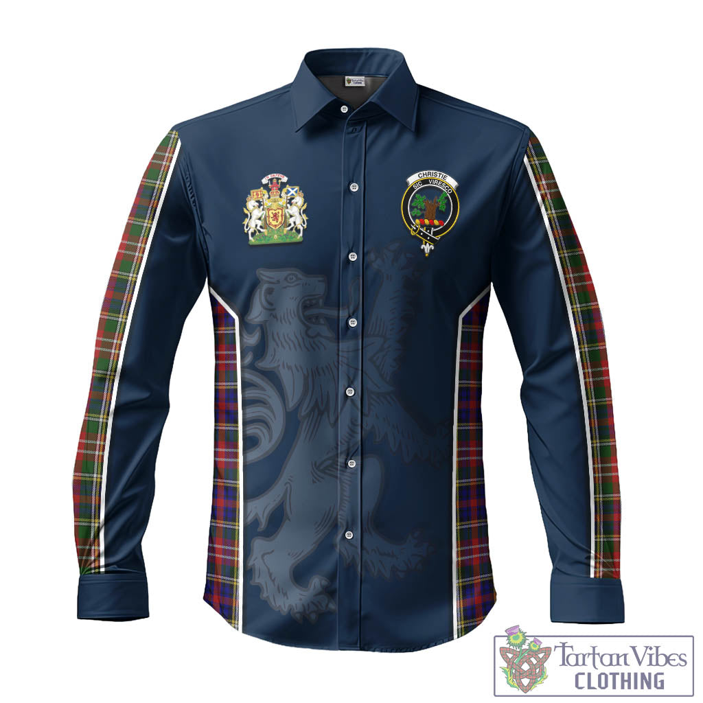 Tartan Vibes Clothing Christie Tartan Long Sleeve Button Up Shirt with Family Crest and Lion Rampant Vibes Sport Style