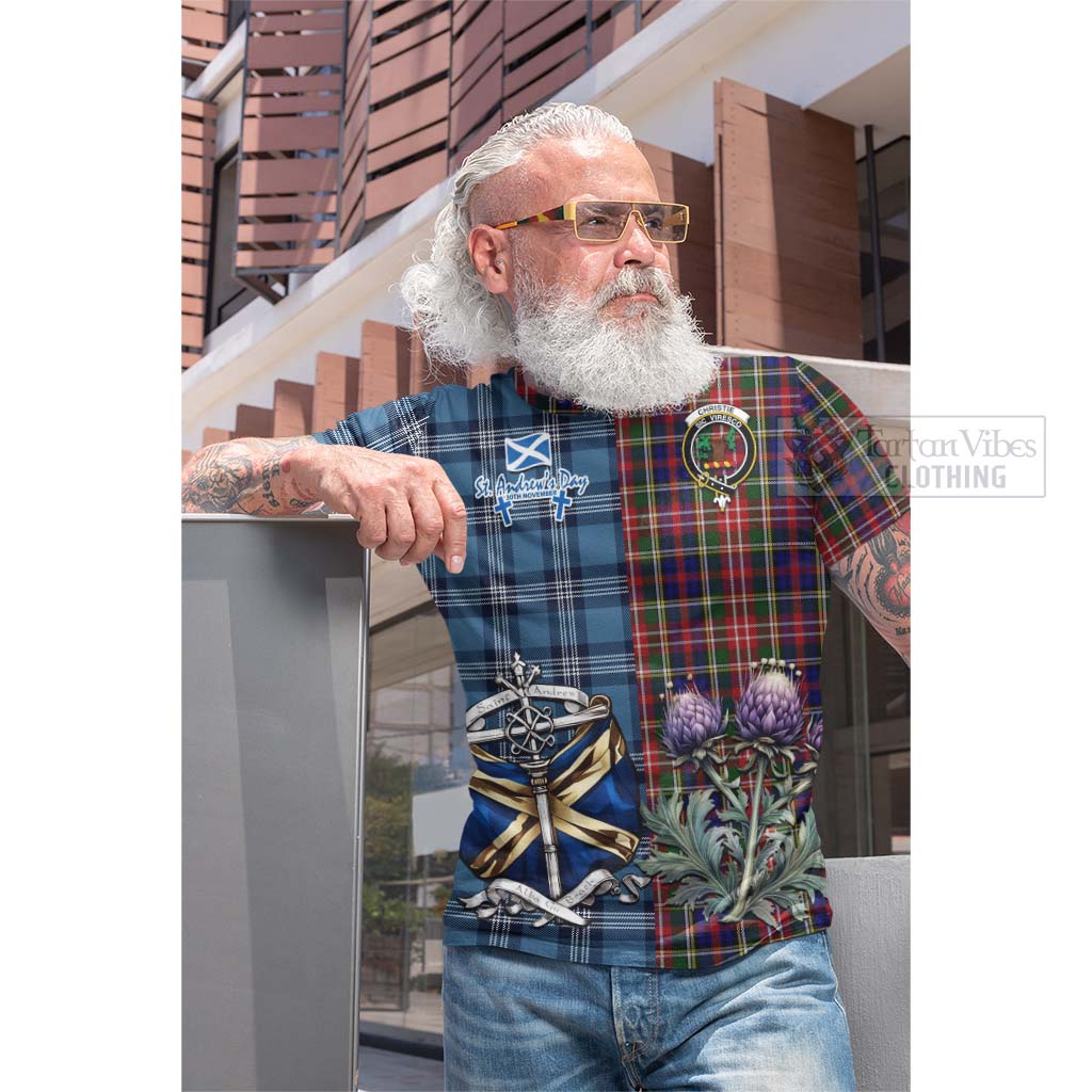 Tartan Vibes Clothing Christie Tartan Cotton T-shirt Happy St. Andrew's Day Half Tartan Style