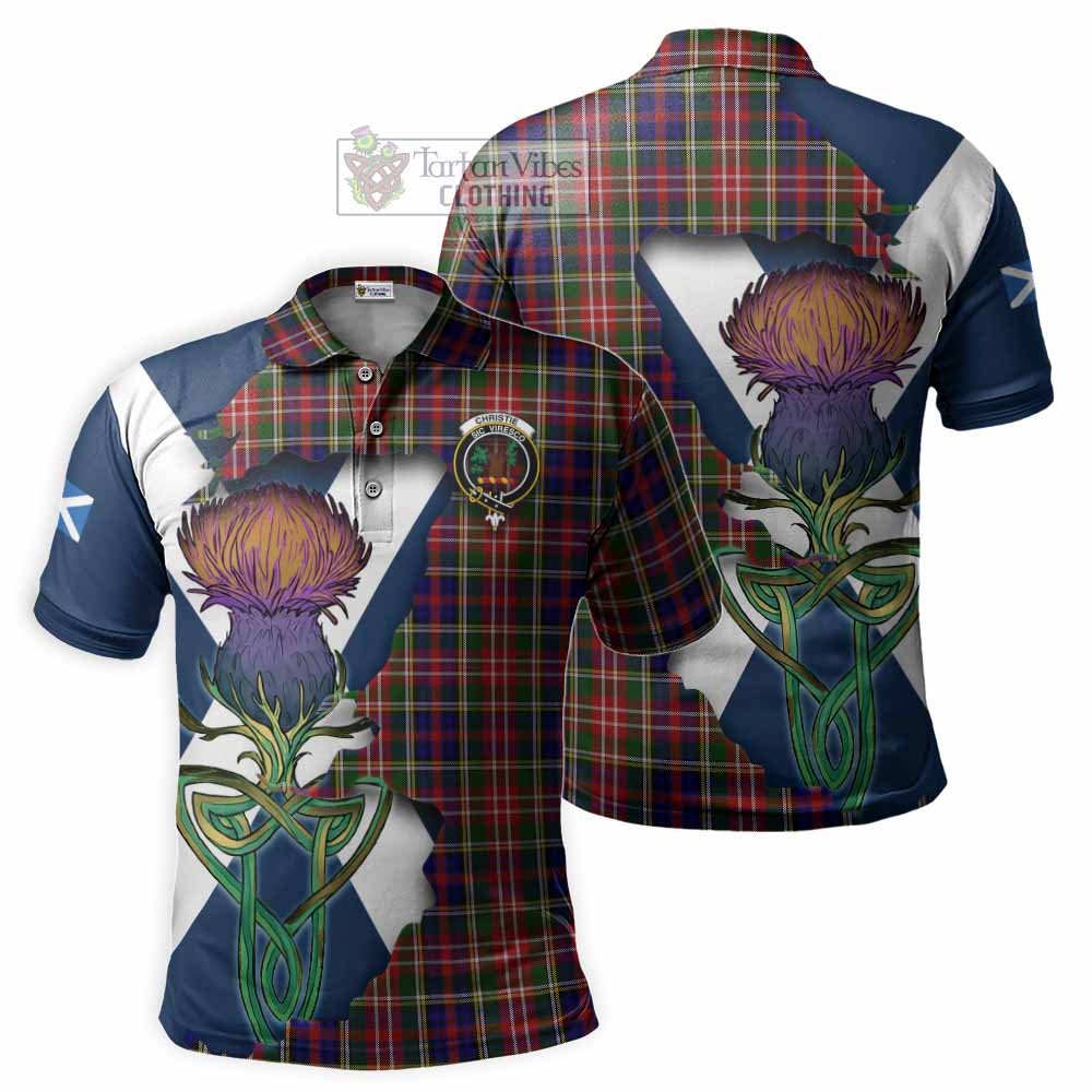 Tartan Vibes Clothing Christie Tartan Family Crest Polo Shirt Scottish Thistle Celtic Inspired