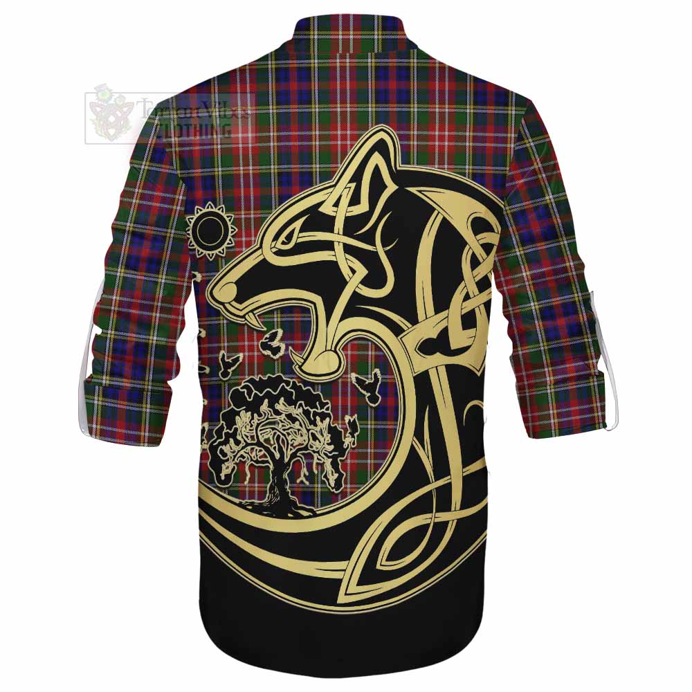 Tartan Vibes Clothing Christie Tartan Ghillie Kilt Shirt with Family Crest Celtic Wolf Style