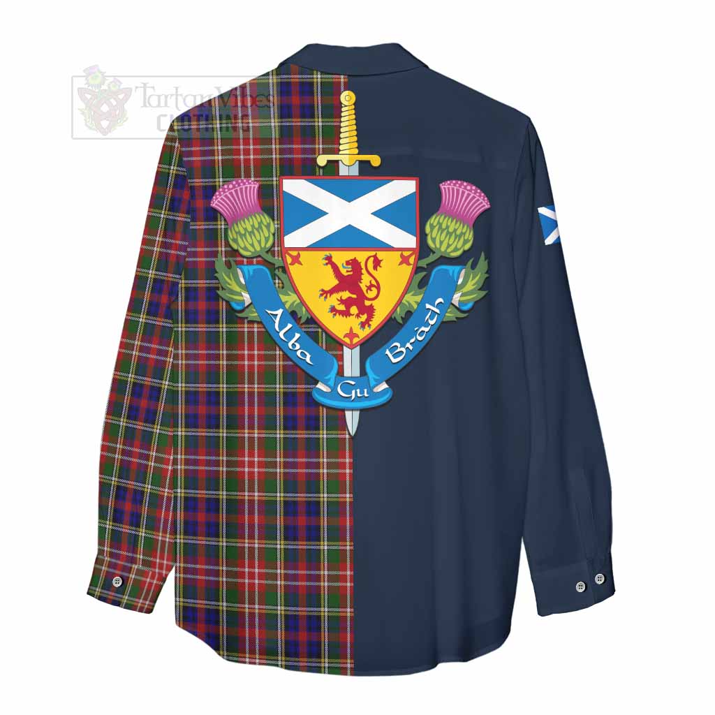 Tartan Vibes Clothing Christie Tartan Women's Casual Shirt Alba with Scottish Lion Royal Arm Half Style