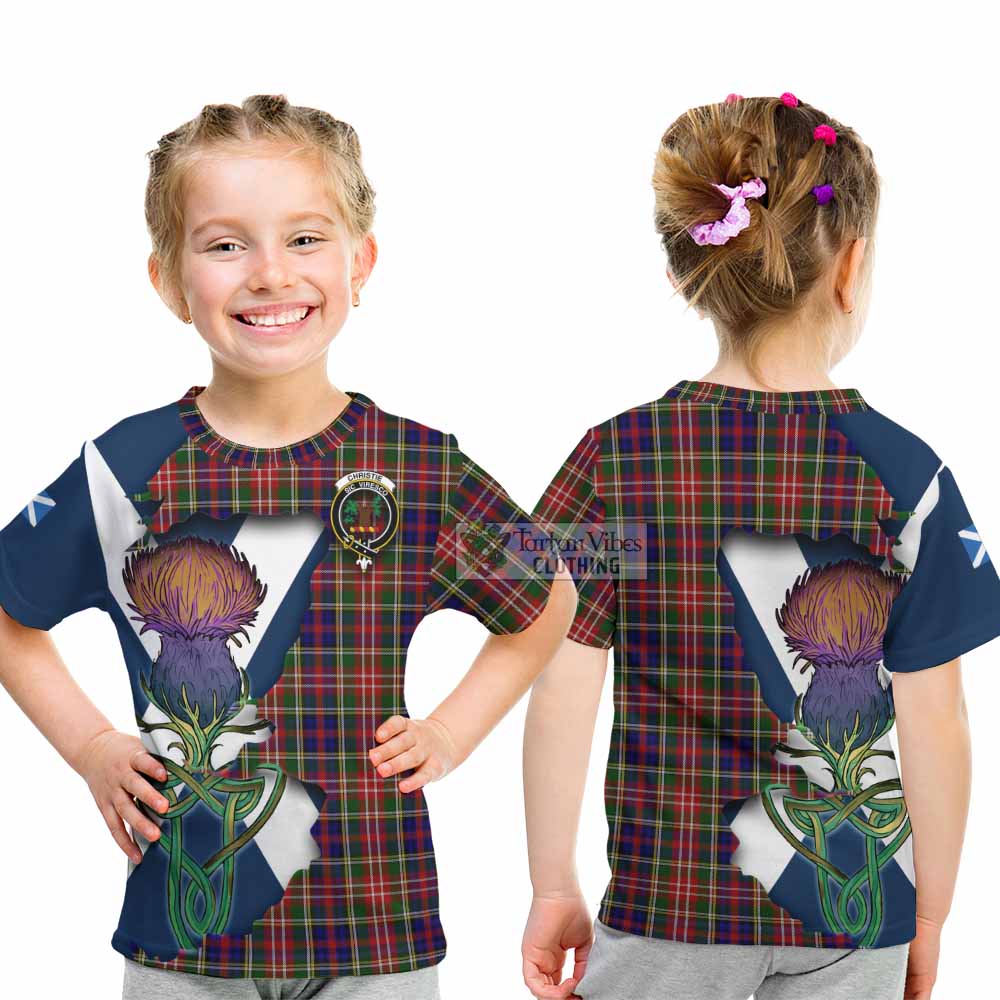 Tartan Vibes Clothing Christie Tartan Family Crest Kid T-Shirt Scottish Thistle Celtic Inspired