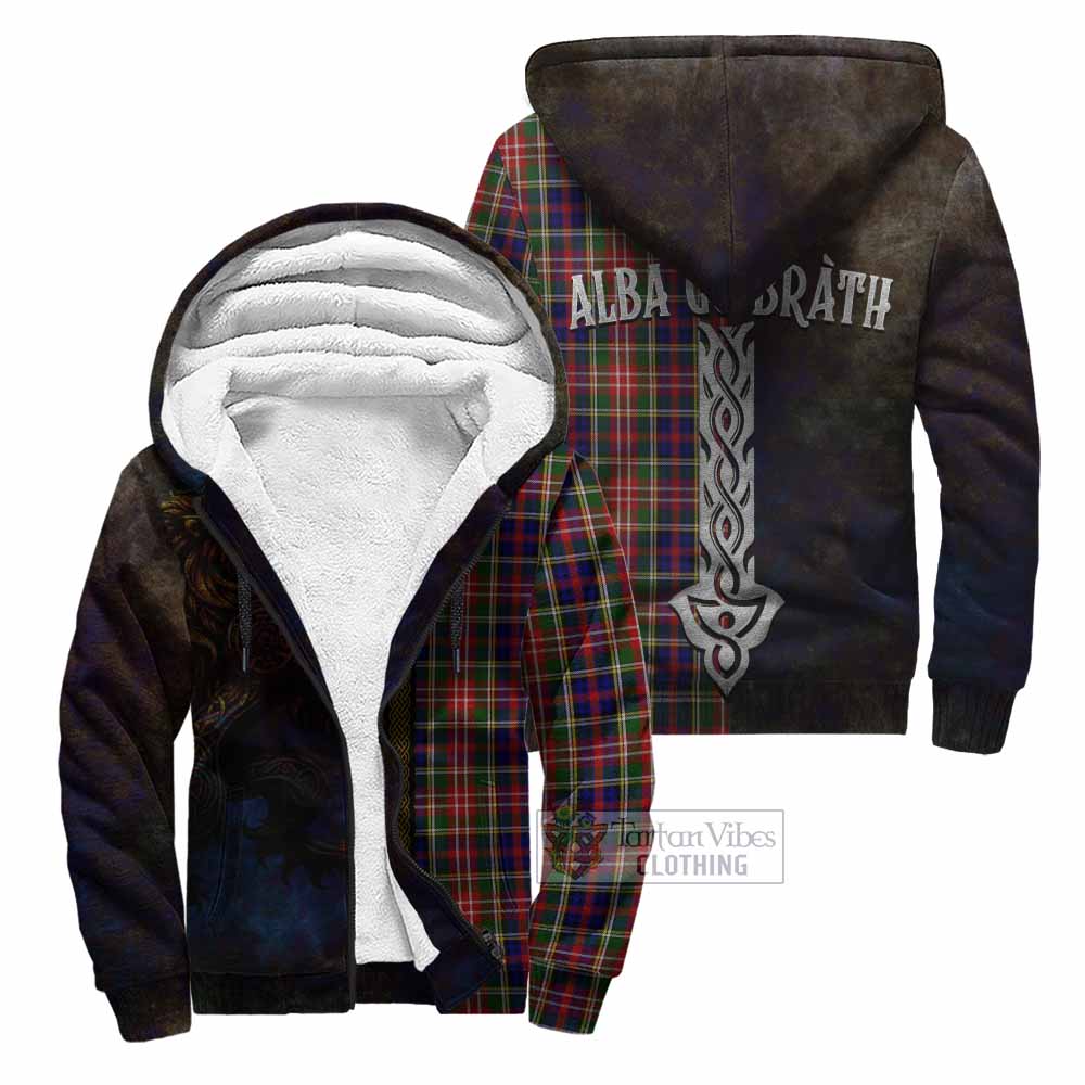 Tartan Vibes Clothing Christie Tartan Family Crest Sherpa Hoodie Alba Gu Brath Be Brave Lion Ancient Style