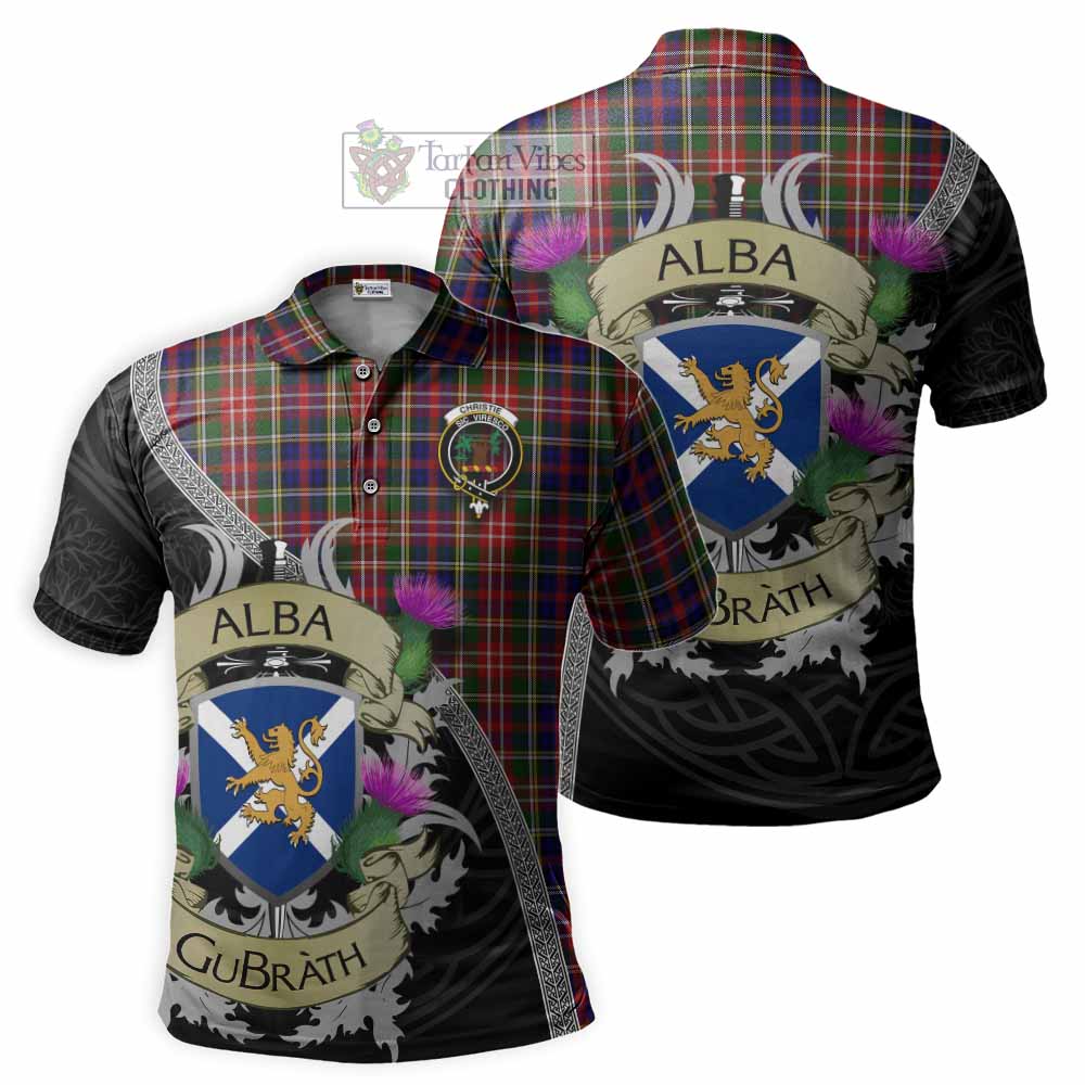 Tartan Vibes Clothing Christie Tartan Family Crest Polo Shirt Lion Rampant Royal Thistle Shield Celtic Inspired