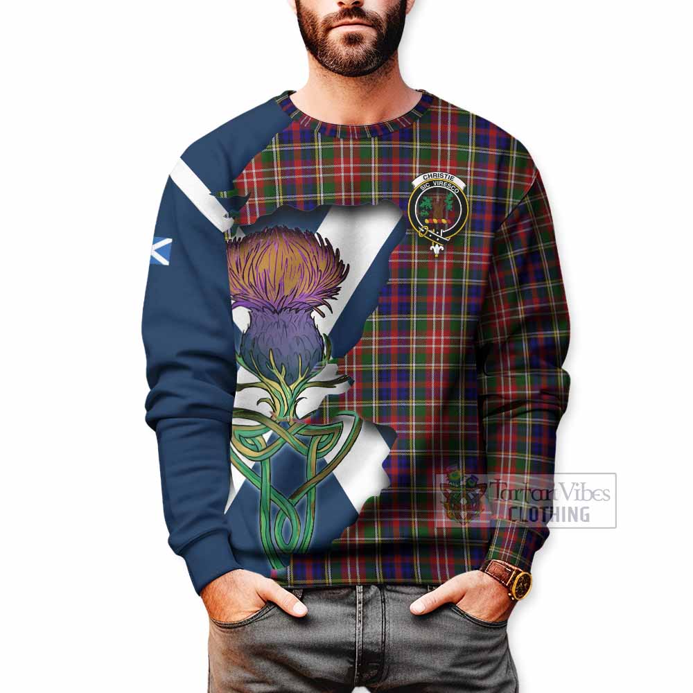 Tartan Vibes Clothing Christie Tartan Family Crest Sweatshirt Scottish Thistle Celtic Inspired