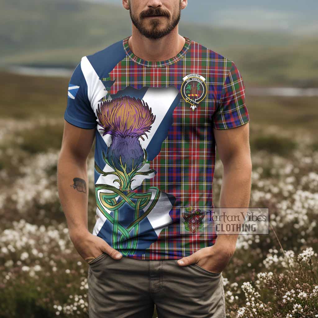 Tartan Vibes Clothing Christie Tartan Family Crest T-Shirt Scottish Thistle Celtic Inspired