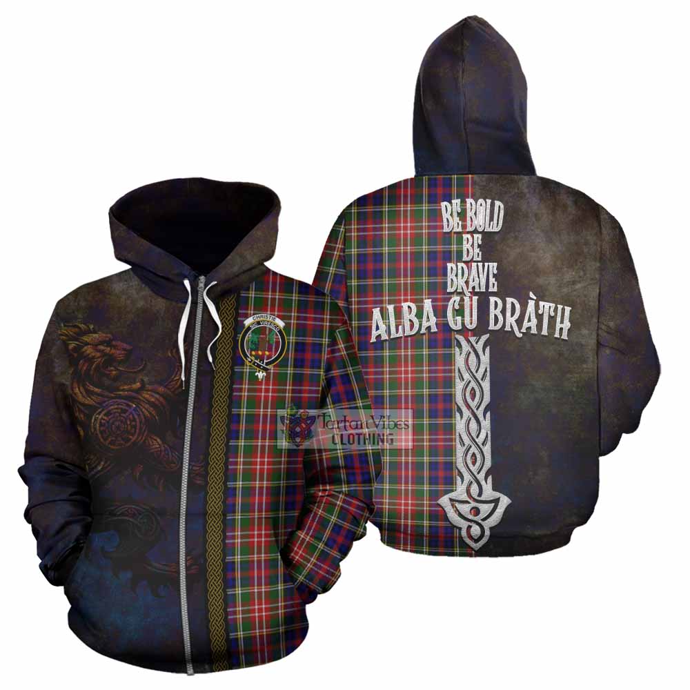 Tartan Vibes Clothing Christie Tartan Family Crest Hoodie Alba Gu Brath Be Brave Lion Ancient Style