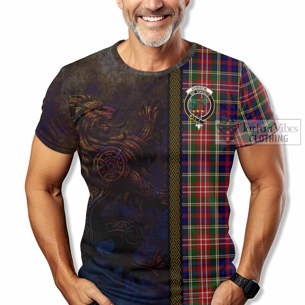 Tartan Vibes Clothing Christie Tartan Family Crest T-Shirt Alba Gu Brath Be Brave Lion Ancient Style