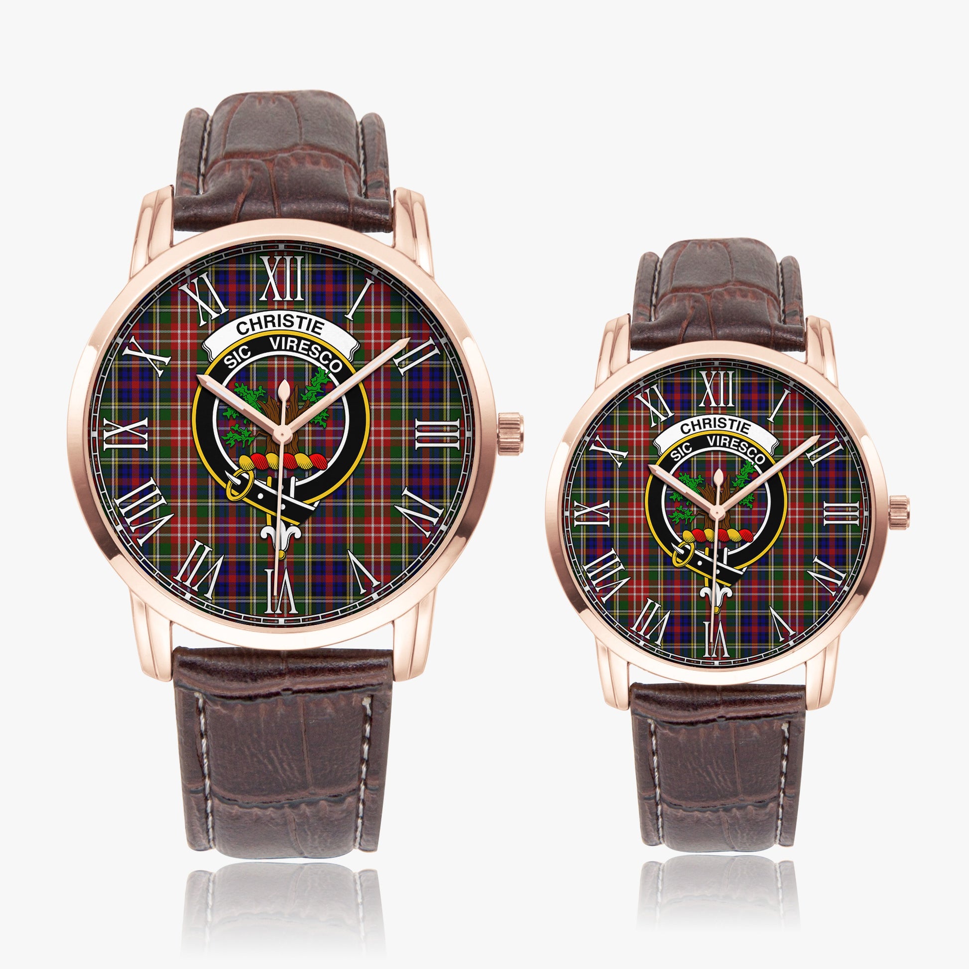 Christie Tartan Family Crest Leather Strap Quartz Watch - Tartanvibesclothing