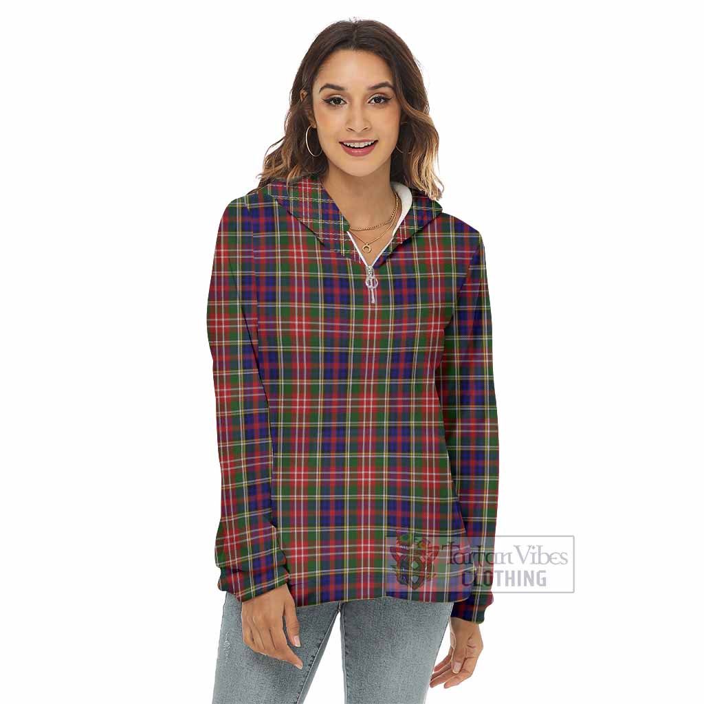 Tartan Vibes Clothing Christie Tartan Women's Borg  Half Zip Fleece Hoodie