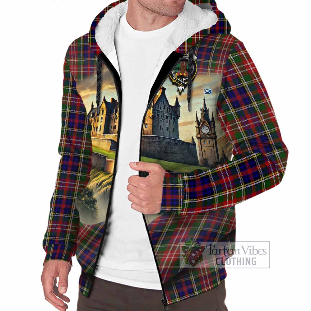 Tartan Vibes Clothing Christie Tartan Family Crest Sherpa Hoodie with Scottish Ancient Castle Style