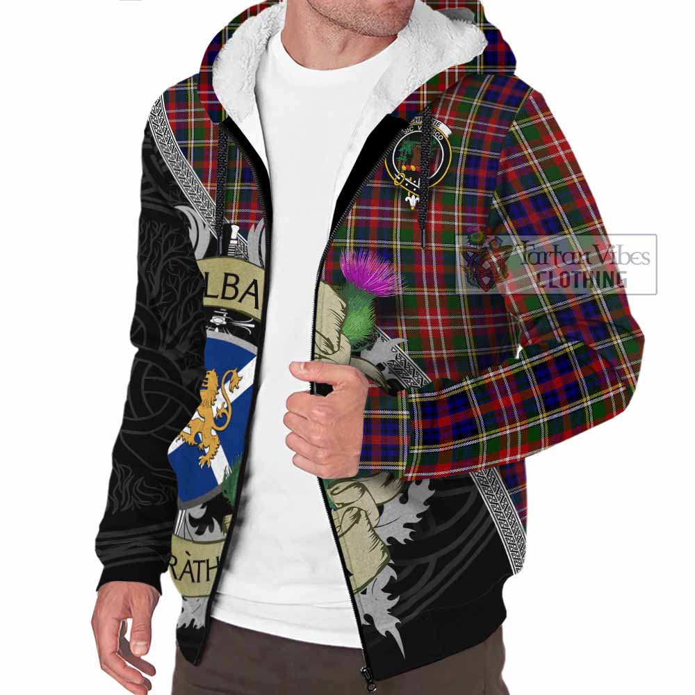 Tartan Vibes Clothing Christie Tartan Family Crest Sherpa Hoodie Lion Rampant Royal Thistle Shield Celtic Inspired