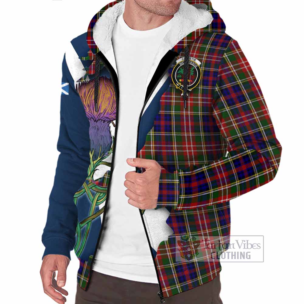Tartan Vibes Clothing Christie Tartan Family Crest Sherpa Hoodie Scottish Thistle Celtic Inspired