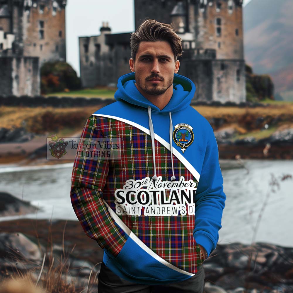 Tartan Vibes Clothing Christie Family Crest Tartan Cotton Hoodie Celebrate Saint Andrew's Day in Style