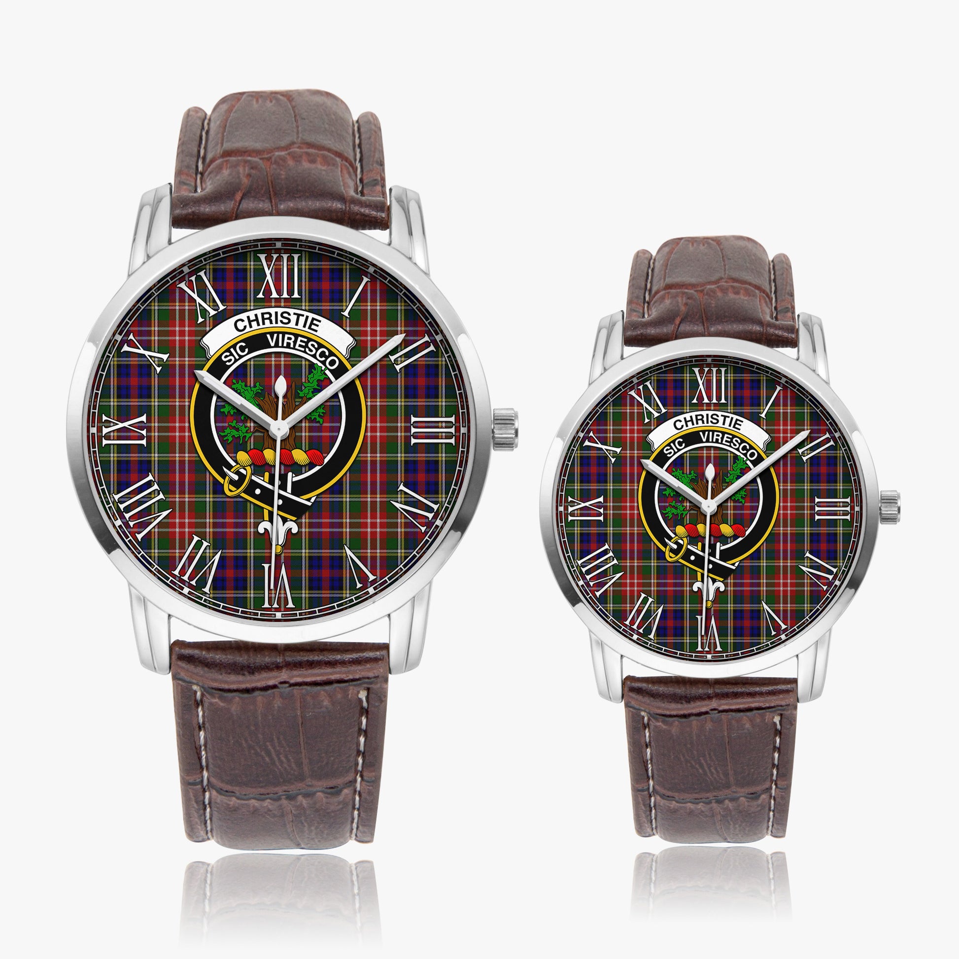 Christie Tartan Family Crest Leather Strap Quartz Watch - Tartanvibesclothing