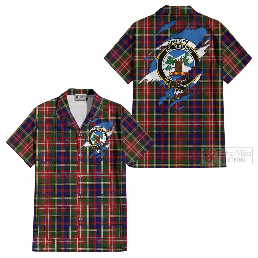 Christie Clan Crest In Me Tartan Cotton Hawaiian Shirt Scotland Flag Style