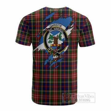 Christie Clan Crest In Me Tartan Cotton T-shirt Scotland Flag Style