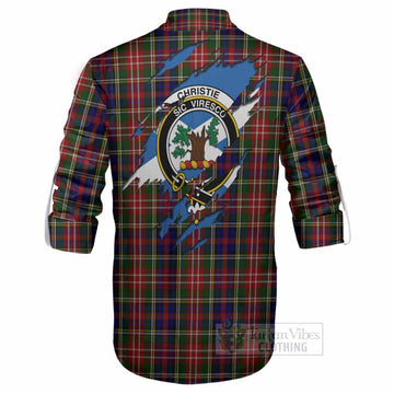 Christie Clan Crest In Me Tartan Ghillie Shirt Scotland Flag Style