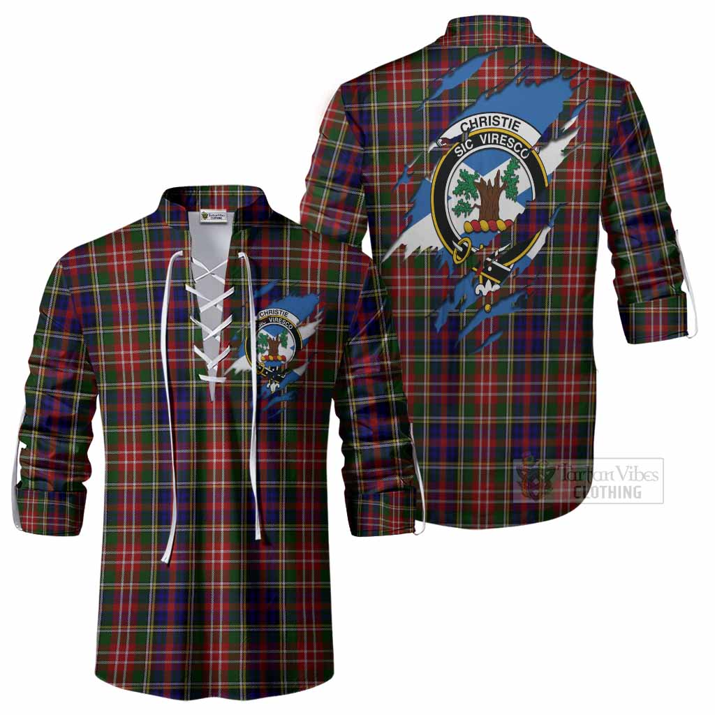 Christie Clan Crest In Me Tartan Ghillie Shirt Scotland Flag Style