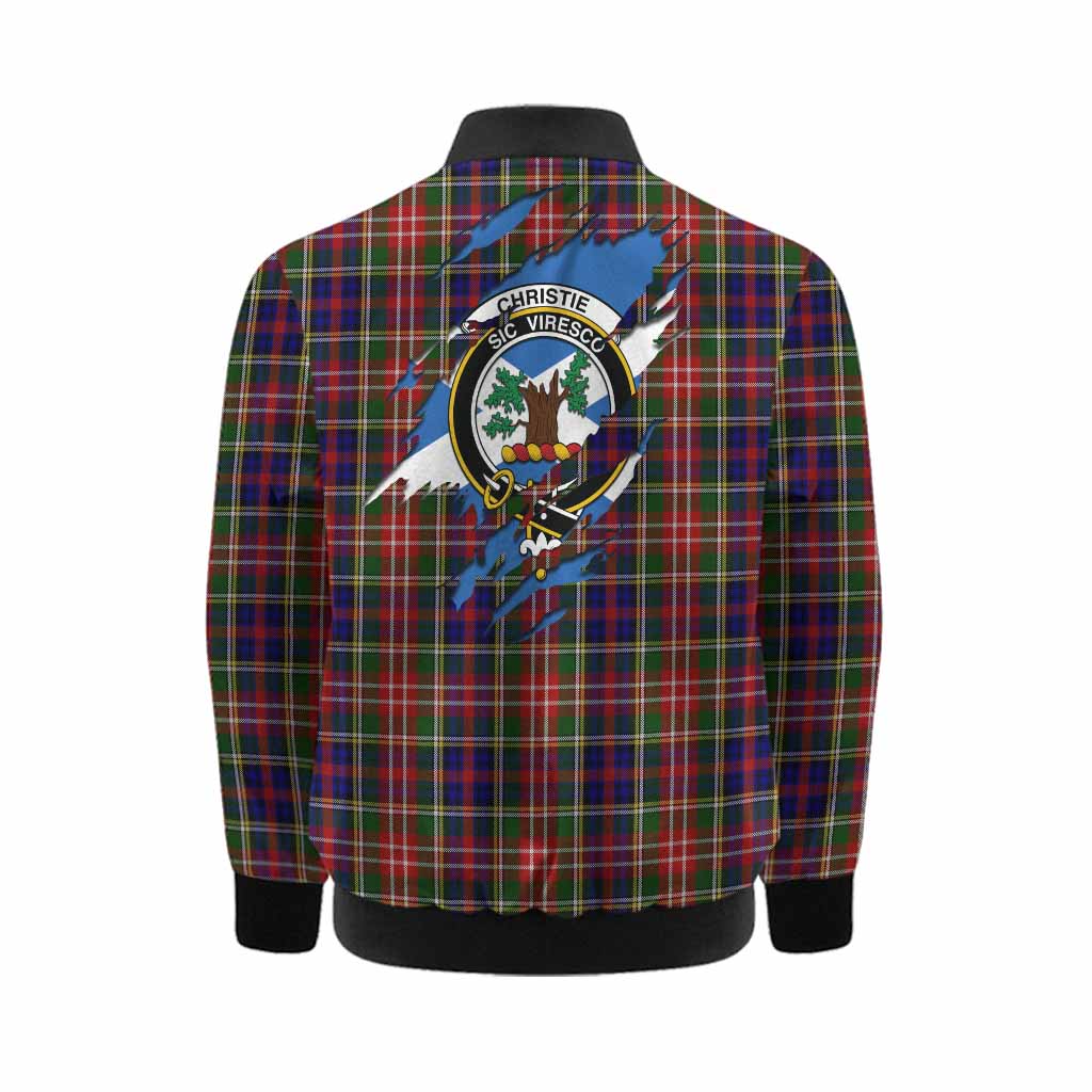 Christie Clan Crest In Me Tartan Kid Bomber Jacket Scotland Flag Style