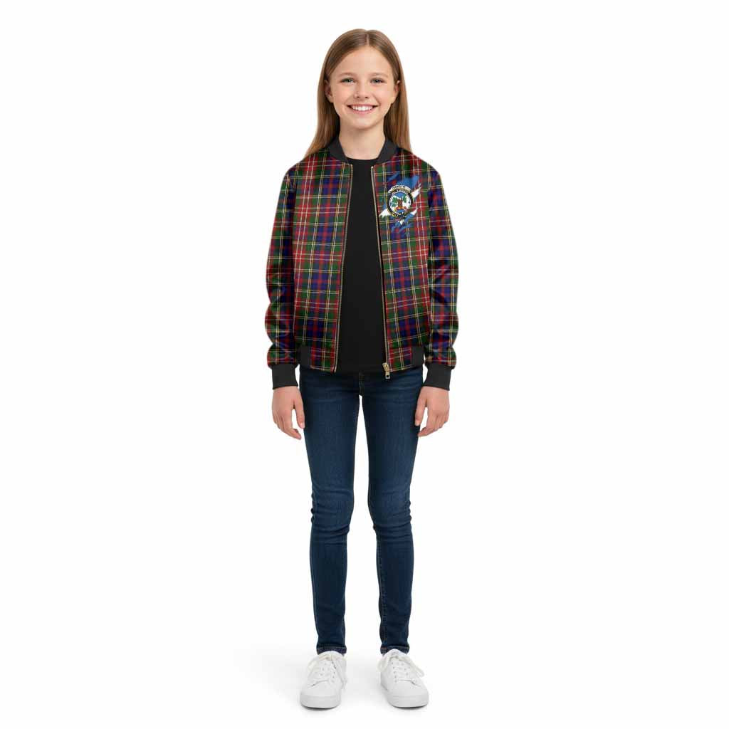 Christie Clan Crest In Me Tartan Kid Bomber Jacket Scotland Flag Style