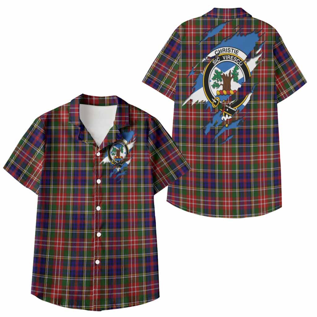 Christie Clan Crest In Me Tartan Kid Hawaiian Shirt Scotland Flag Style