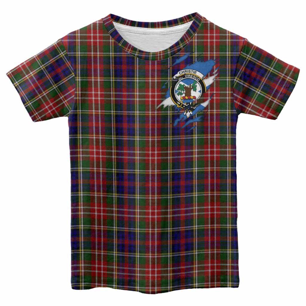 Christie Clan Crest In Me Tartan Kid T-shirt Scotland Flag Style