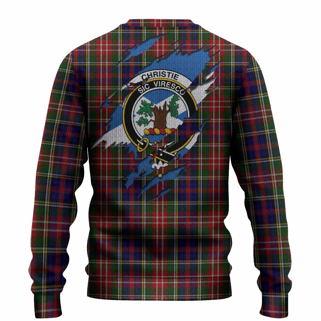Christie Clan Crest In Me Tartan Knitted Sweater Scotland Flag Style