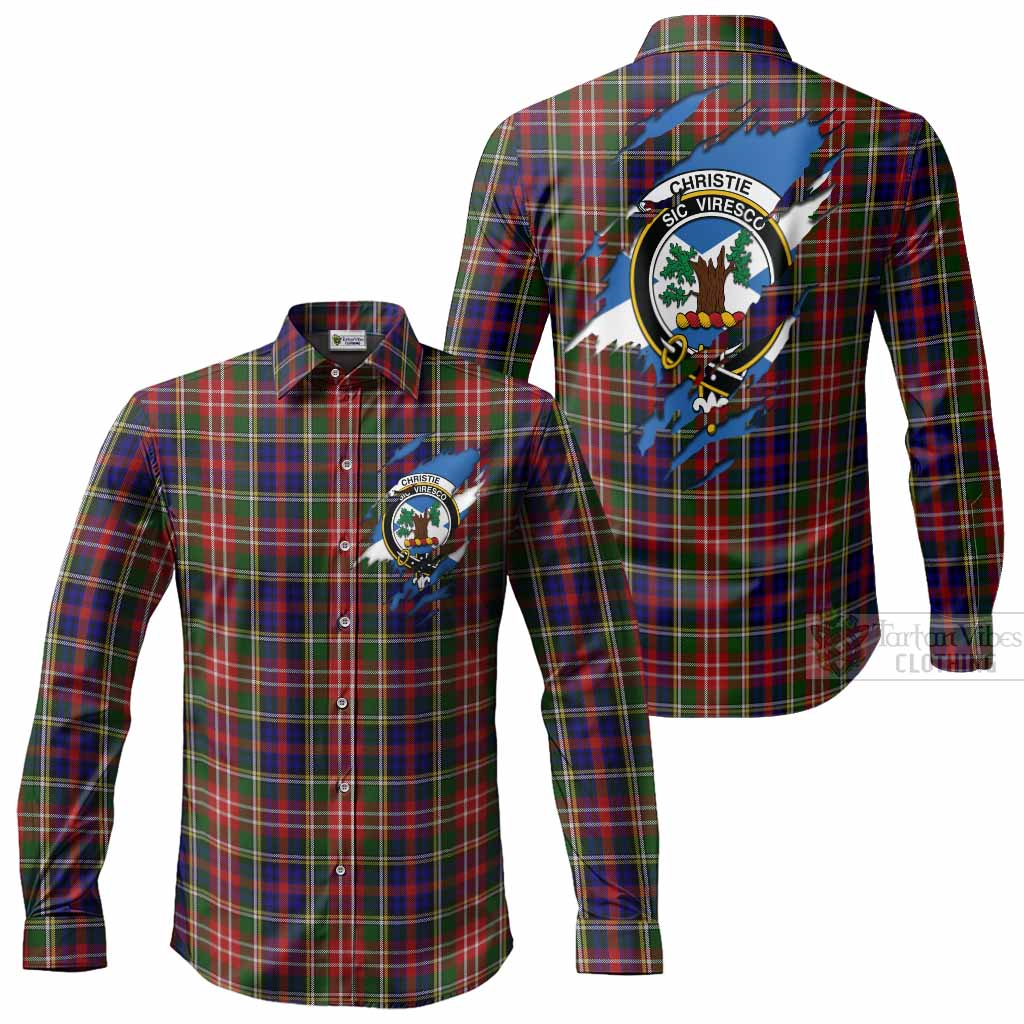 Christie Clan Crest In Me Tartan Long Sleeve Button Shirts Scotland Flag Style