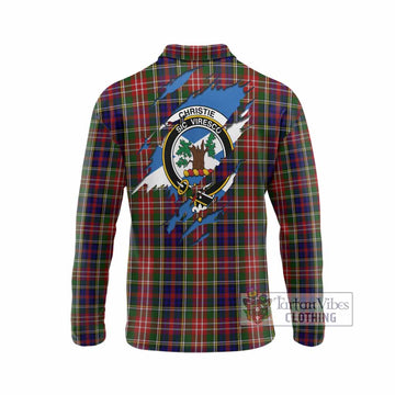 Christie Clan Crest In Me Tartan Long Sleeve Polo Shirt Scotland Flag Style