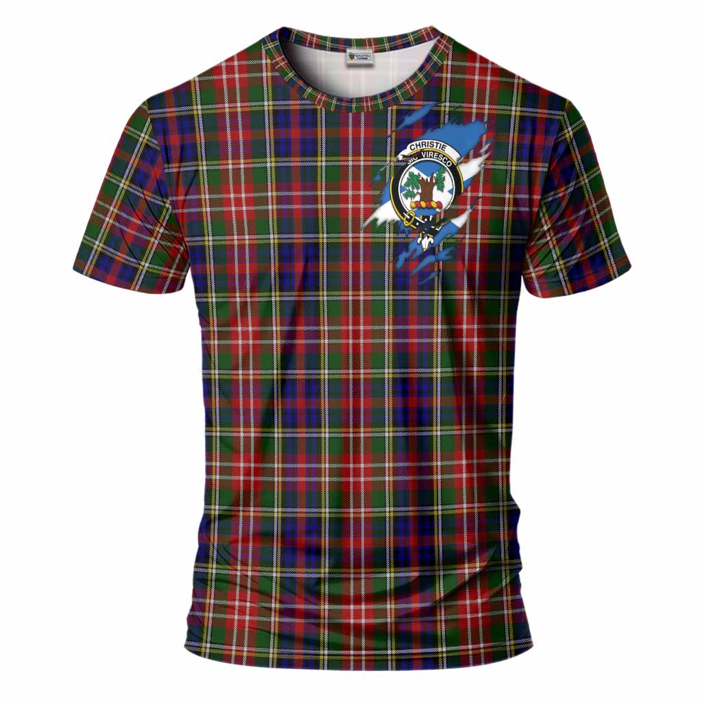 Christie Clan Crest In Me Tartan T-Shirt Scotland Flag Style