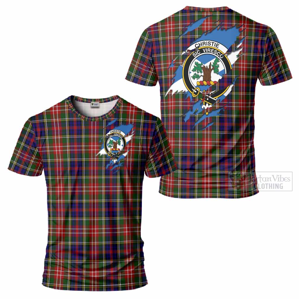 Christie Clan Crest In Me Tartan T-Shirt Scotland Flag Style